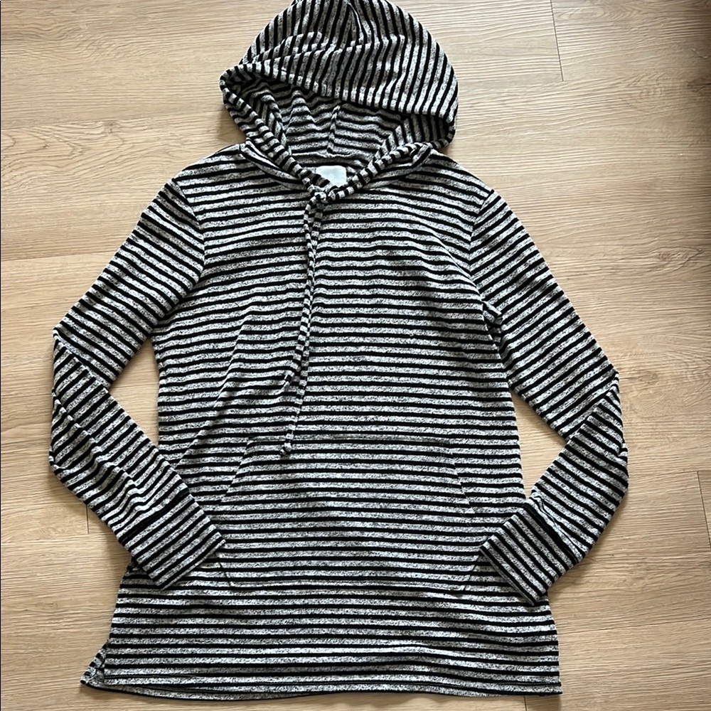 Sunday Striped Black and Gray Hoodie Size medium
